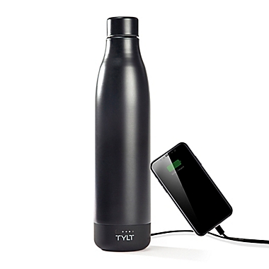 TYLT Power Water Bottle with Portable Power Bank Base in Black. View a larger version of this product image.