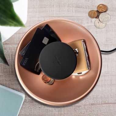 TYLT&reg; QIBOWLWD-T Qi-Enabled Wireless Charging Bowl in Gold/Black. View a larger version of this product image.