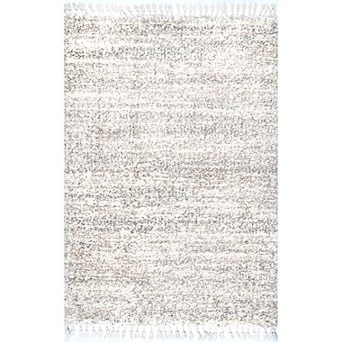 nuLOOM Contemporary Brooke Shag 8&#39; Square Area Rug in Off-White. View a larger version of this product image.