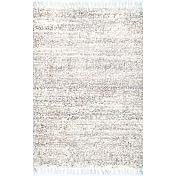 nuLOOM Contemporary Brooke Shag 5' Square Area Rug in Off-White
