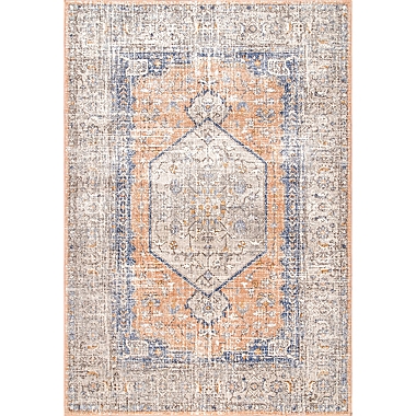 nuLOOM Vintage Jacquie Floral 6&#39;7 x 9&#39; Area Rug in Orange. View a larger version of this product image.