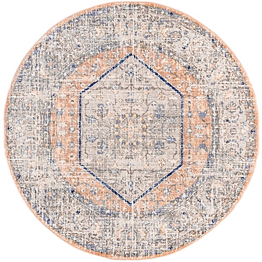 nuLOOM Vintage Jacquie Floral 6&#39; Round Area Rug in Orange. View a larger version of this product image.