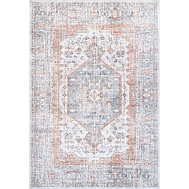 nuLOOM Vintage Jacquie Floral 9&#39; x 12&#39; Area Rug in Grey. View a larger version of this product image.