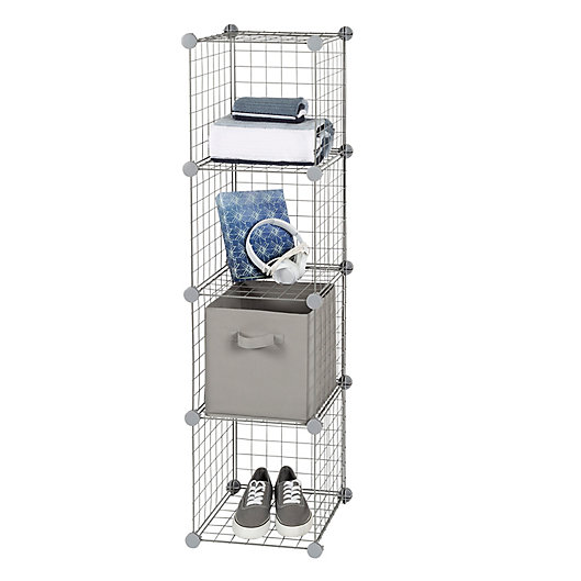 Alternate image 1 for Simply Essential™ 12-Inch Wire Cube Grid in Grey (Set of 4)
