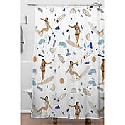 Deny Designs 71-Inch x 74-Inch Terrazzo Sea Shower Curtain in White