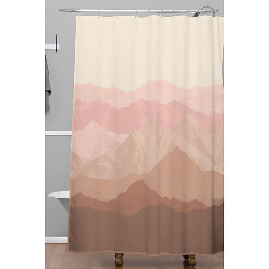 C Mountain Shower Curtain In Pink, Pink And Beige Shower Curtain Ideas