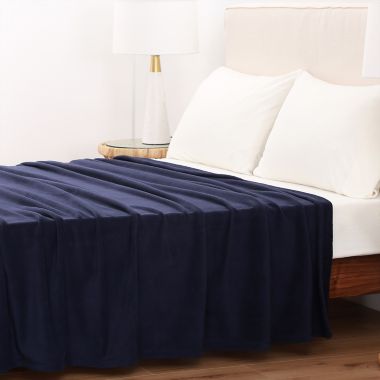 Simply Essential&trade; Microfleece Full/Queen Blanket in Midnight Blue. View a larger version of this product image.