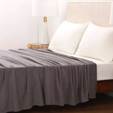 Simply Essential&trade; Microfleece Twin Blanket in Smoke. View a larger version of this product image.
