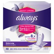 Always 3-in-1 Xtra Protection 48-Count Extra Long Unscented Daily Liners