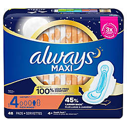 Always Maxi 48-Count Size 4 Unscented Overnight Pads with Wings