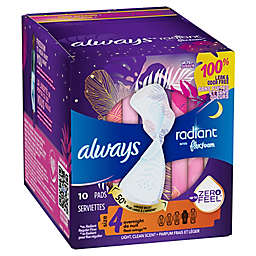 Always 10-Count Radiant Overnight Size 4 Pads with Flexi-Wings