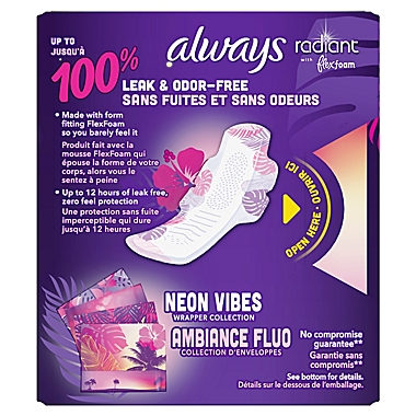 Always 10-Count Radiant Overnight Size 4 Pads with Flexi-Wings. View a larger version of this product image.