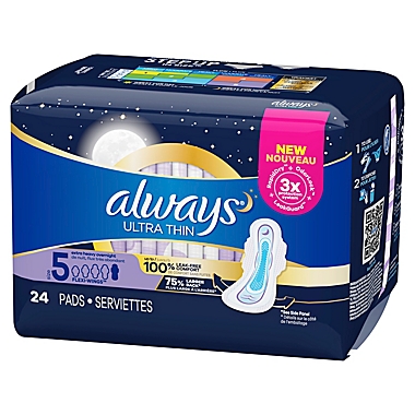 Always 24-Count Ultra Thin Extra Heavy Overnight Size 5 Pads with Flexi-Wings. View a larger version of this product image.
