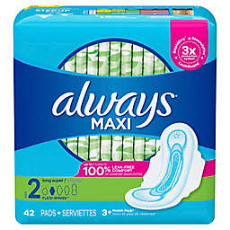 Always Maxi 42-Count Size 2 Long Super Unscented Pads with Wings