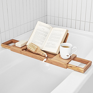 Haven&trade; Teak Expandable Tub Tray in Natural. View a larger version of this product image.