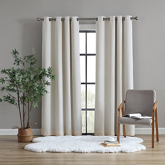 3 Colors Solid Bedroom Modern Grommet Chenille Window 80% Blackout Curtain Drape 