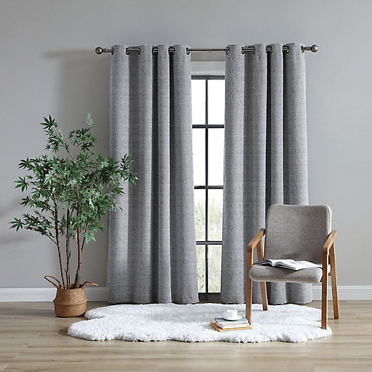 Alternate image 1 for UGG® Tessa 95-Inch Grommet 100% Blackout Window Curtain Panel in Charcoal (Single)