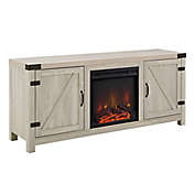 Forest Gate 58 Inch Barn Door Electric Fireplace TV Stand in Stone Grey