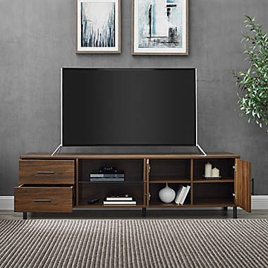 Forest Gate&trade; 70-Inch Modern 2-Drawer 2-Door TV Stand in Barnwood. View a larger version of this product image.