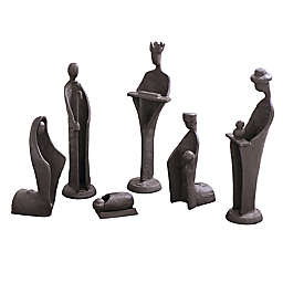Danya B. 6-Piece Modern Cast Iron Nativity Sculpture Set in Dark Brown