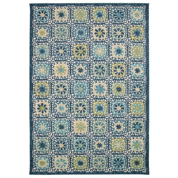 Liora Manne Portofino Boho Tiles Indoor Outdoor Rug In Aqua Bed Bath Beyond