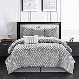 Nanshing Vicky 6-Piece Queen Comforter Set in Grey/White