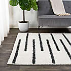 Alternate image 4 for JONATHAN Y Alaro Berber Stripe Shag Area Rug in White/Black