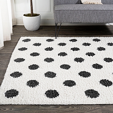 JONATHAN Y Pere Modern Dot Shag Area Rug in White/Black. View a larger version of this product image.