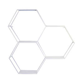 Stratton Home Décor 3-Tier Metal Hexagonal Wall Shelf in White