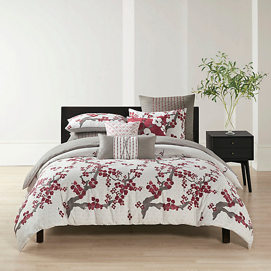 DISTRESSED STARS RED COTTON BLEND REVERSIBLE DUVET COVER *3 SIZES* 