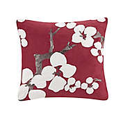 N Natori&reg; Cherry Blossom Square Throw Pillow in Red