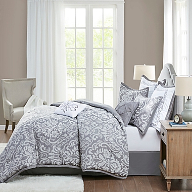 Madison Park&reg; Flourish Jacquard 8-Piece California King Comforter Set in Grey. View a larger version of this product image.