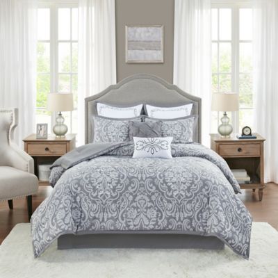 Madison Park&reg; Flourish Jacquard 8-Piece Queen Comforter Set in Grey
