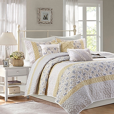 Madison Park&reg; Dawn 6-Piece Full/Queen Coverlet Set in Yellow. View a larger version of this product image.