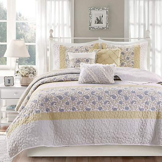 Alternate image 1 for Madison Park® Dawn 6-Piece Full/Queen Coverlet Set in Yellow