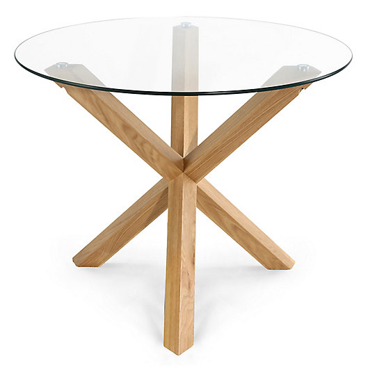 Poly And Bark Kennedy Wood Glass, 50 Round Dining Table With Leaf Spring