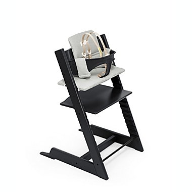 Stokke&reg; Tripp Trapp&reg; High Chair Complete in Black with Nordic Grey Cushion. View a larger version of this product image.