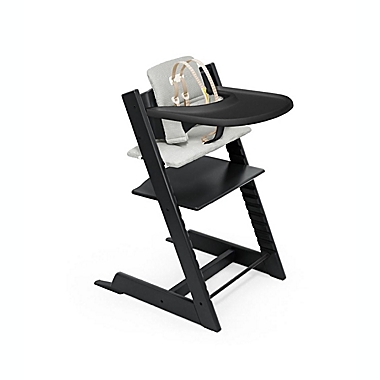 Stokke&reg; Tripp Trapp&reg; High Chair Complete in Black with Nordic Grey Cushion. View a larger version of this product image.