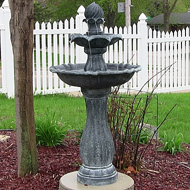 Sunnydaze 2-Tier Arcade Outdoor Solar Fountain in Black. View a larger version of this product image.