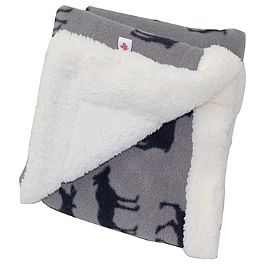 CosyCare Mountain Moose Print Fleece Baby Blanket in Grey. View a larger version of this product image.