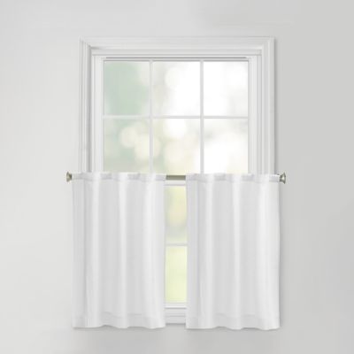 Willow Pintuck Pleated Valance, Cafe Curtains White Cotton