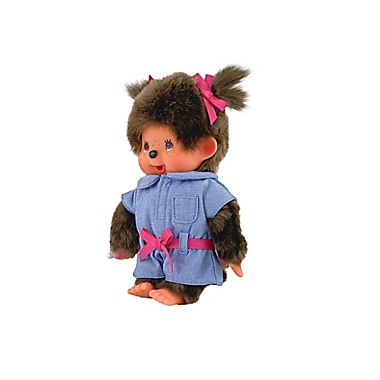 Monchhichi Denim Duganree Girl Plush Toy in Brown. View a larger version of this product image.