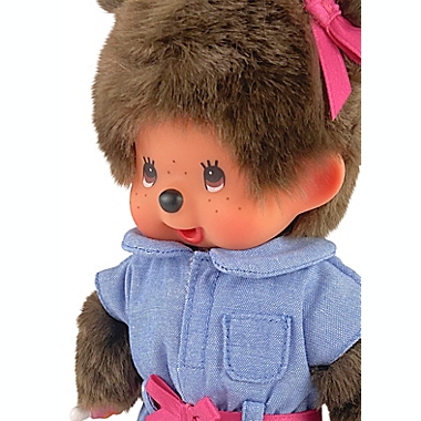 Monchhichi Denim Duganree Girl Plush Toy in Brown. View a larger version of this product image.