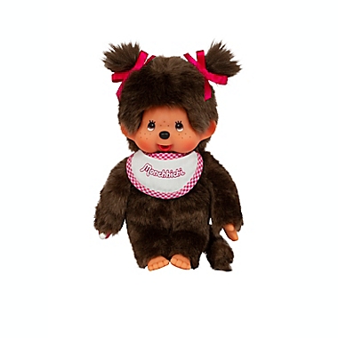 Monchhichi&reg; Classsic Girl Plush Doll with Pink Bib. View a larger version of this product image.