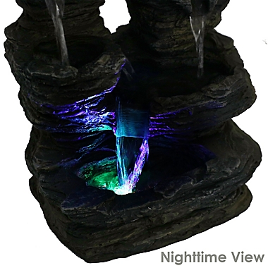 Sunnydaze 5-Stream Rock Cavern Outdoor Tabletop Fountain in Grey. View a larger version of this product image.