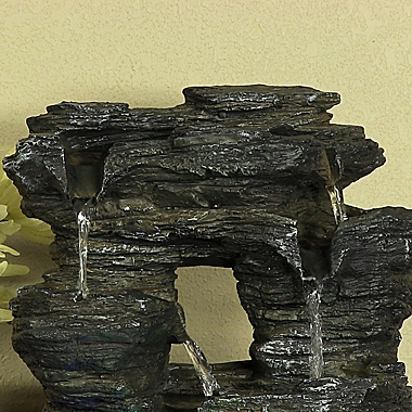 Sunnydaze 5-Stream Rock Cavern Outdoor Tabletop Fountain in Grey. View a larger version of this product image.