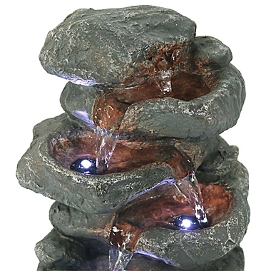 Sunnydaze Stacked Rocks Indoor Tabletop Fountain in Light Grey. View a larger version of this product image.