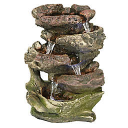 Sunnydaze 5-Step Rock Falls Indoor Tabletop Fountain in Dark Brown