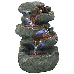 Sunnydaze Stacked Rocks Indoor Tabletop Fountain in Light Grey
