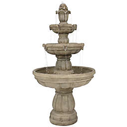 Sunnydaze 48-Inch 3-Tier Outdoor Fountain in Light Brown with Pump<br />